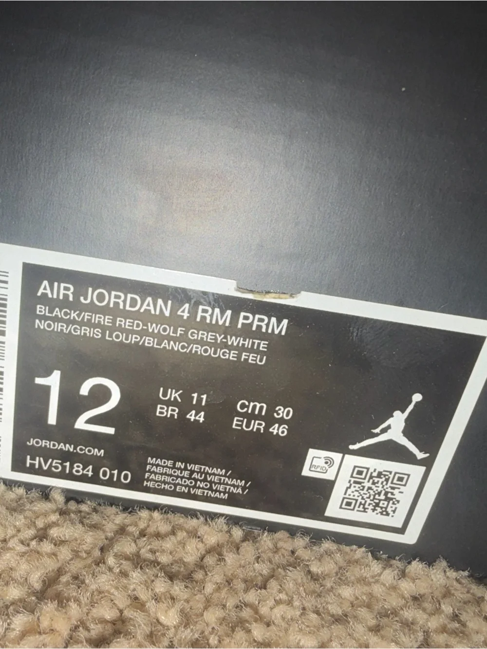 Air Jordan Nike 4RM PRM Men’s Black, Gray and White Low-Top Sneakers